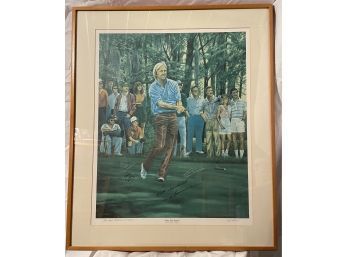 Framed Signed Print Of Greg Norman At The 1988 Heritage Charity Tournament