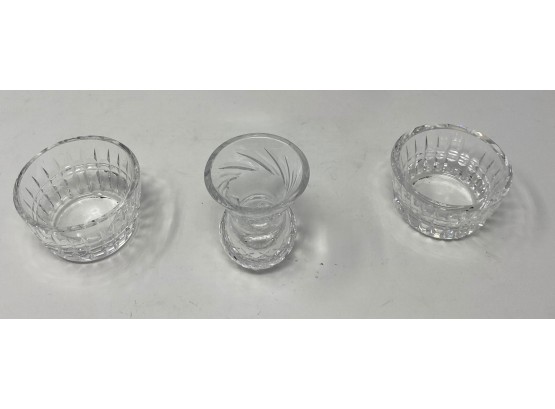 3 Pc Set Of Cut Crystal Vase And Tumblers
