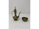 VINTAGE BRASS/COPPER TEA SERVER AND CUP
