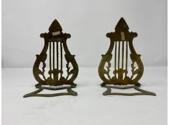 Vintage Pair Of Brass Book Ends