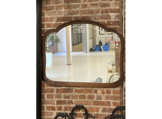 ANTIQUE WALL MIRROR WITH ETCHED GLASS DESIGN