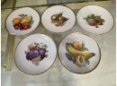 5 PC SET OF FRUIT PLATES WITH GOLD TRIM BY SCHWARZENHAMMER