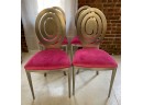 1980S SWIRLING DINING CHAIRS IN PINK VELVET NEW UPHOLSTERY