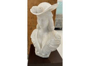 HAND CARVED 19TH CENTURY BUST OF LADY IN WHITE CARRARA ITALIAN MARBLE