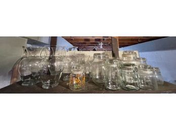 ASSORTED COLLECTION OF CLEAR GLASS VASES AND JARS LOT