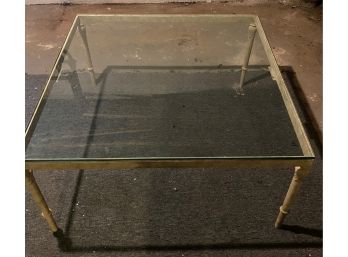 SQUARE GLASS TOP IRON COFFEE TABLE