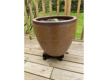 LARGE PLANTER ON WHEELED SQUARE STAND