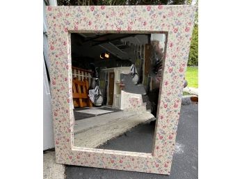 FLORAL FABRIC WRAPPED FRAMED MIRROR