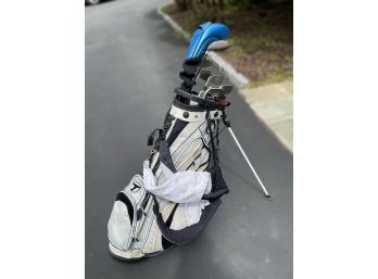 TAYLORMADE GOLF STAND BAG WITH TITLEIST SET OF IRON CLUBS