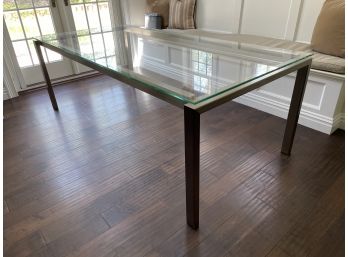 MCM GLASS TOP CHROME DINING TABLE