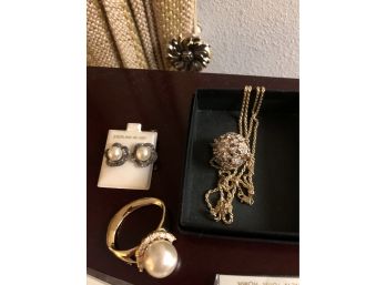 Costume Jewelry And Jewelry Cabinet
