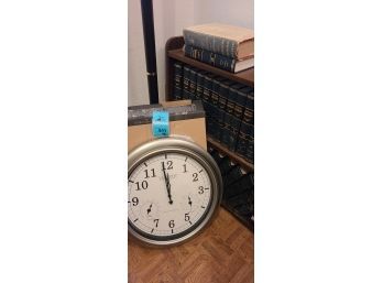 Book Shelf, Books, Lamp And Clock