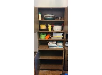 Cabinet, Kitchen Items And Books