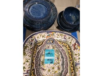William Sonoma Platter Plus A Casafina Plate, Various Other Plates And Bowls