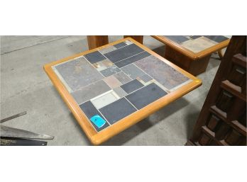 Danish Sallingboe Jelling Coffee Table With Stone, Copper And Brass Inlays.
