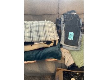 Women's Jeans And  Clothing, Mostly Size 2,  Blankets And Reusable Shopping Bags