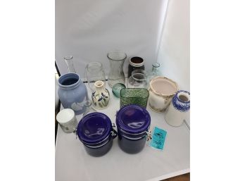 Vases, Jars, Mason Jars, Picture Frame, Stone Decor And Antique Oil Lamp