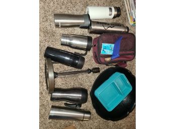 Insulated Cups And Bottles, Metal Paper Towel Holder And Plastic Storage Containers