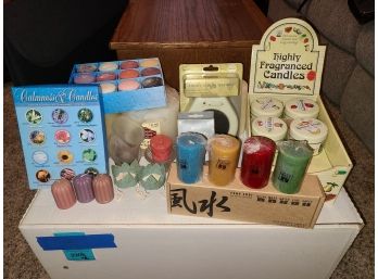 Assorted Candle Collection, Feng Shui Candle Set Of Four, Pillar Candles, Electric Candle Warmer, Tea Lights