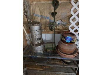 Barler Deal Oil Heater, Decorative Garden Items, And Shelf