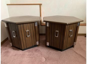 Pair Of Hexagon Side Tables With Storage