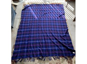 Edinburgh Lambswool Purple And Blue Plaid Throw Blanket
