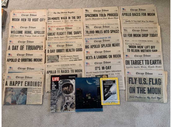 Collection Of Moon Landing / Apollo Newspapers And Magazines