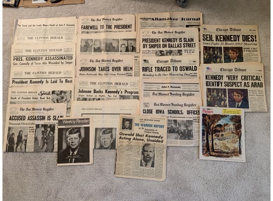 JFK And Robert Kennedy Newspapers From Assassinations