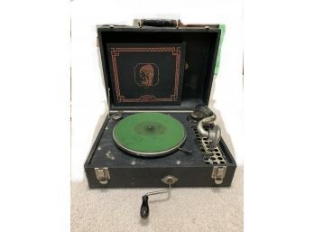 Vintage Portable 78 RPM Hand Crank Record Player