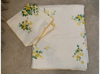 Yellow Flower Tablecloth And Napkins