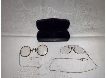 Pince-Nez Glasses And Case