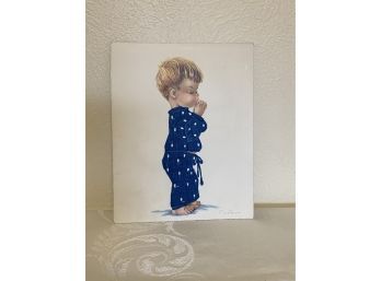 Romaru Zaragoza Silk Thread Embroidered Praying Boy Art