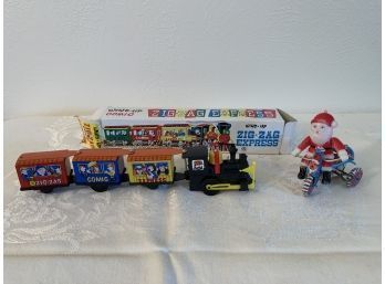 Wind Up Toys - Zig Zag Express And Santa On Tricycle