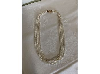 Vintage 5 Strand Faux Pearl Necklace