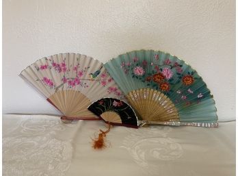 Painted Fans Made In Occupied Japan