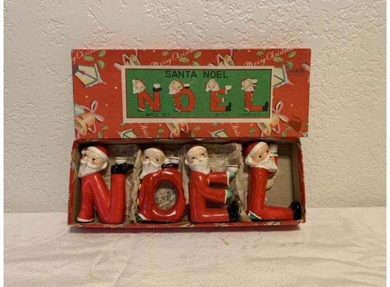 Vintage NOEL Santa Candle Holders