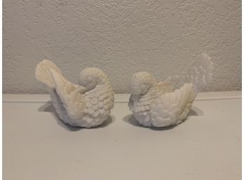 Pair Of White Soapstone? Doves Made In Italy