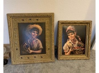 Framed Tovine 'Country Boy' And E. Holusa 'country Girl' Prints