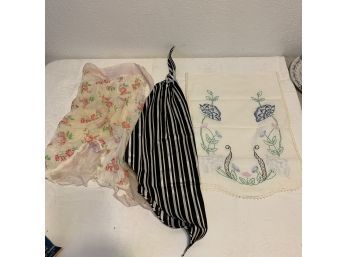 Vintage Apron, Scarf, And Dresser Scarf