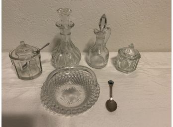 Vintage Glassware - Cruets, Sugar Bowl, Etc
