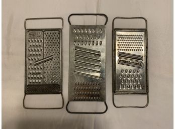 3 Vintage Graters With Handles