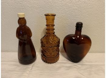 Amber Glass Bottles And Decanter