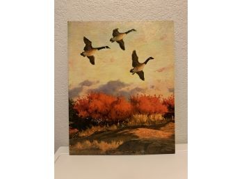 Geese Flying Home Lithograph Print