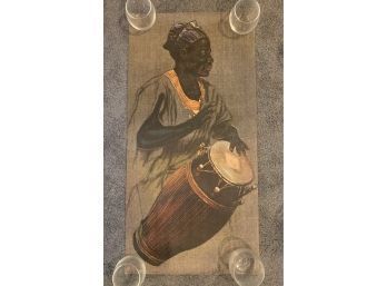 Man Playing African Drum Lithograph W M Otto Print
