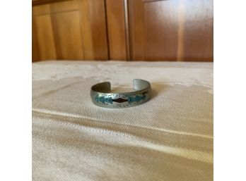 Small Sterling Silver And Turquoise Cuff