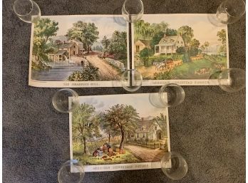 Set Of 3 Currier And Ives Lithograph Prints