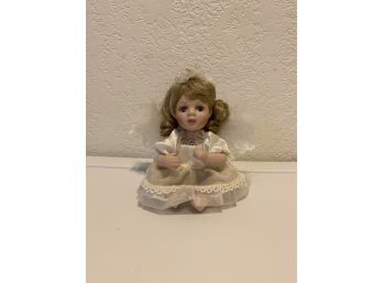 Small Angel Porcelain Doll With Blonde Girls