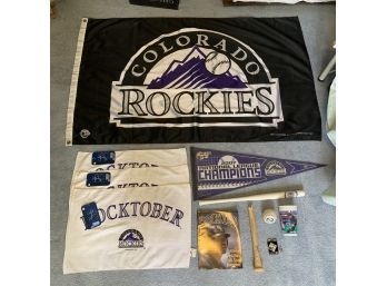 Colorado Rockies - Signed Bat Handle, Flag, Towels, And More