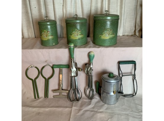 Vintage Green Kitchen Items