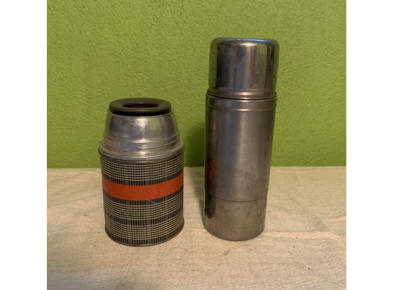 Thermoses, One Aladdian And One Thermos Brand